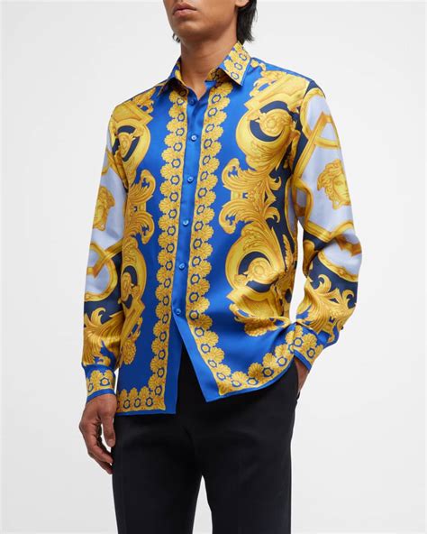 versace silk shirt men's